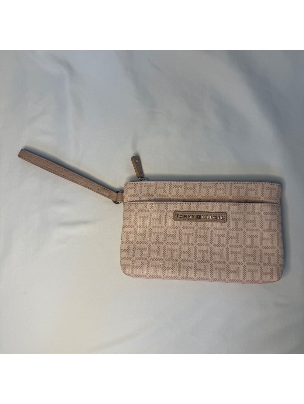 Tommy Hilfiger Pink Monogram Wristlet Clutch